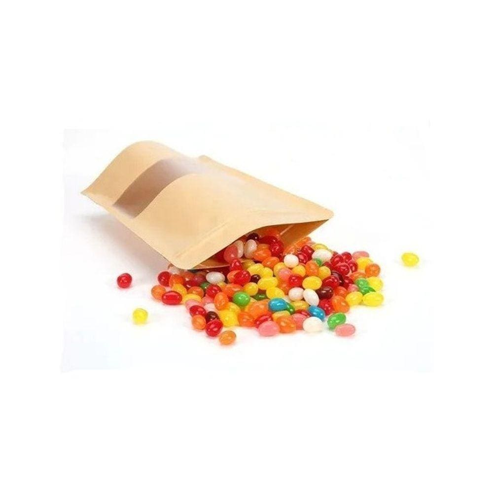 Embalagem 15x22cm Stand Up Pouch Kraft Ziplock Visor C/ 50un