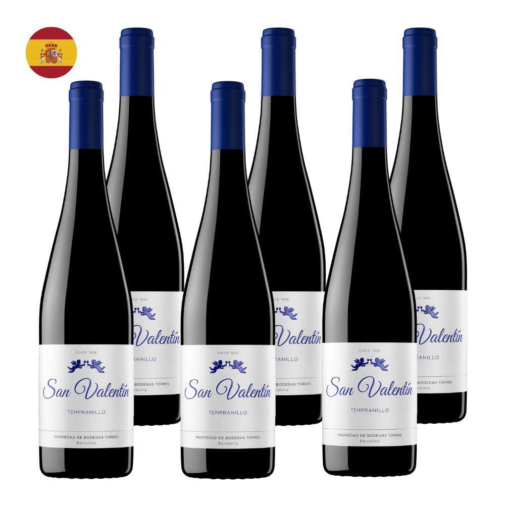Kit 6 Vinhos Torres San Valentin Tempranillo Tinto Espanha 750ml