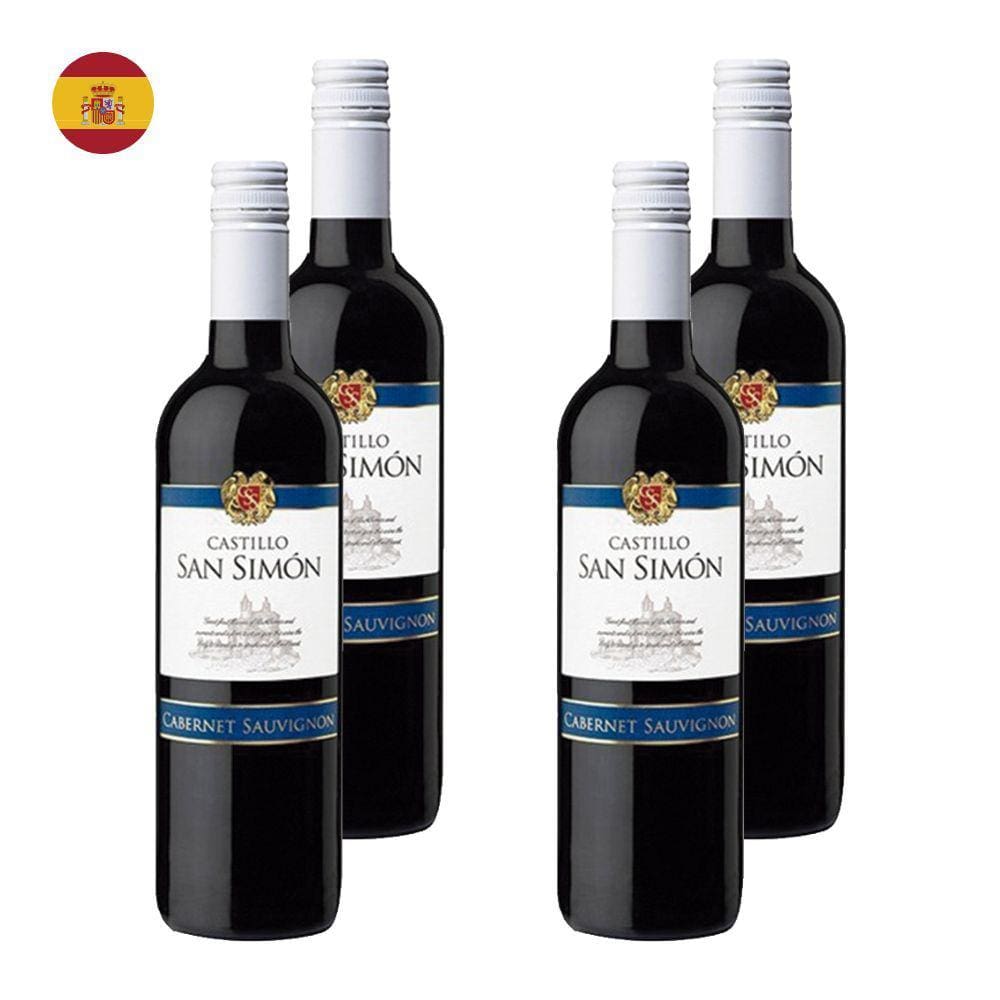 Kit 4 Vinhos Castillo San Simón Cabernet Sauvignon Tinto Espanha 750ml