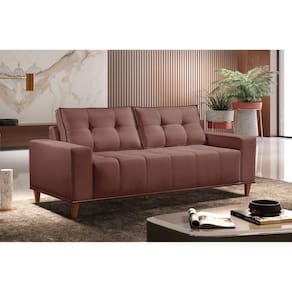 Sofá 3 Lugares Veludo 220cm com Molas Beny Rose