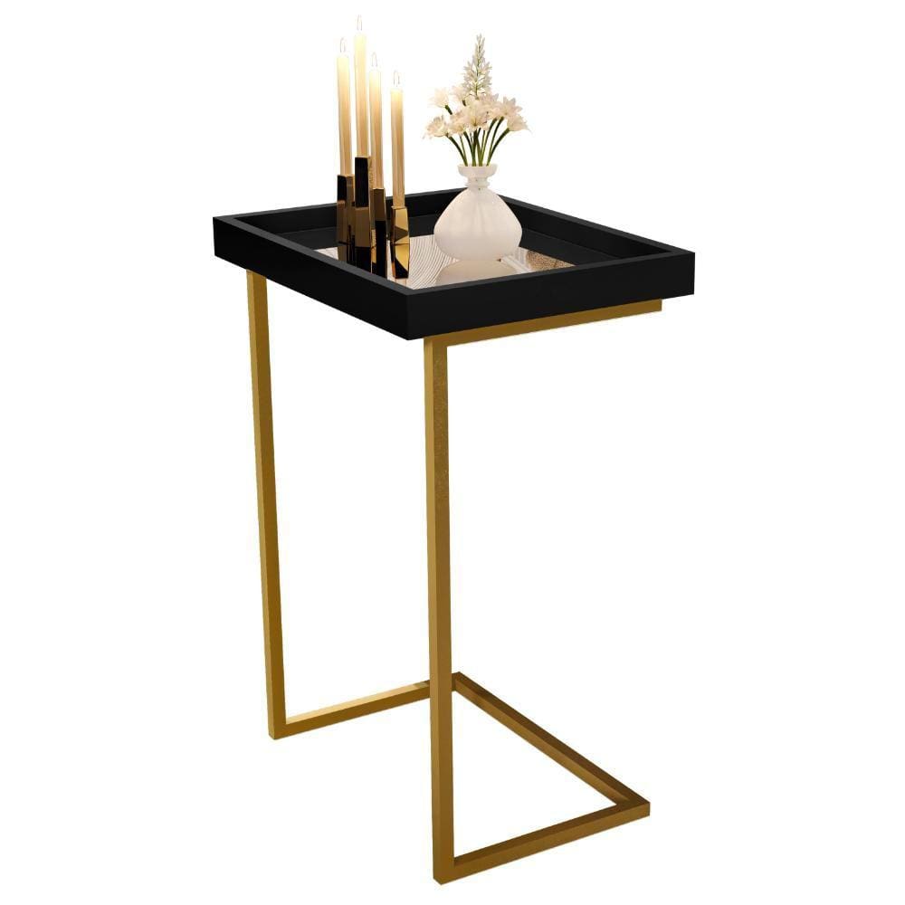 Mesa de Apoio 4774 Preto Pé De Ferro Dourado JB Bechara