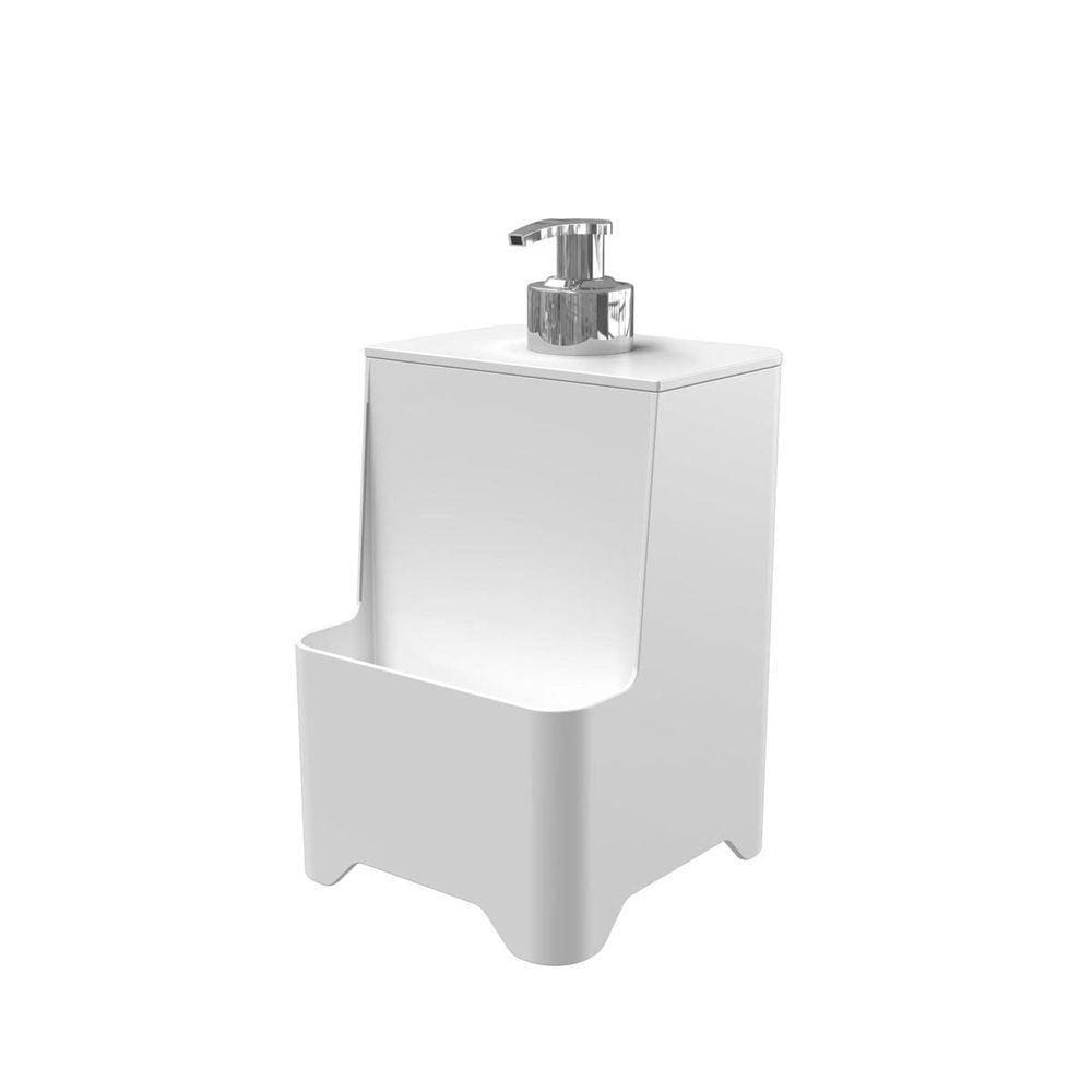 Dispenser De Pia Para Detergente E Esponja Com Válvula Cromada - Stolf Branco