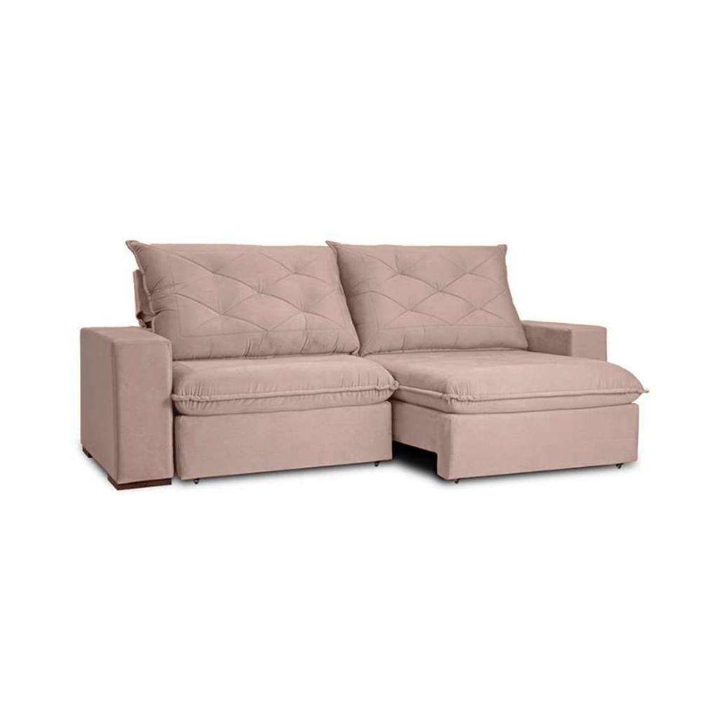 sofá 4 lugares retrátil e reclinável flexforma premier veludo rose 250 cm