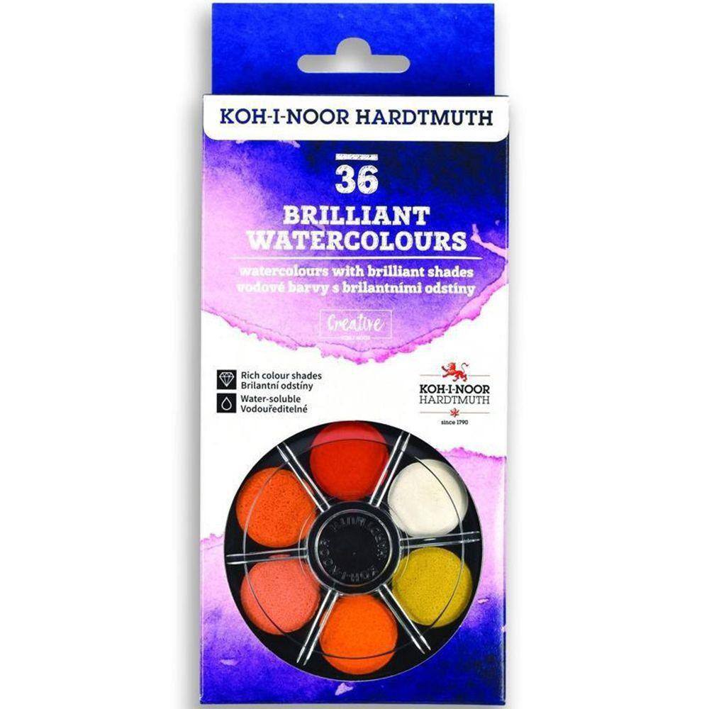Aquarela Em Pastilha C/36 Cores Brilhantes Koh-I-Noor 174506-36