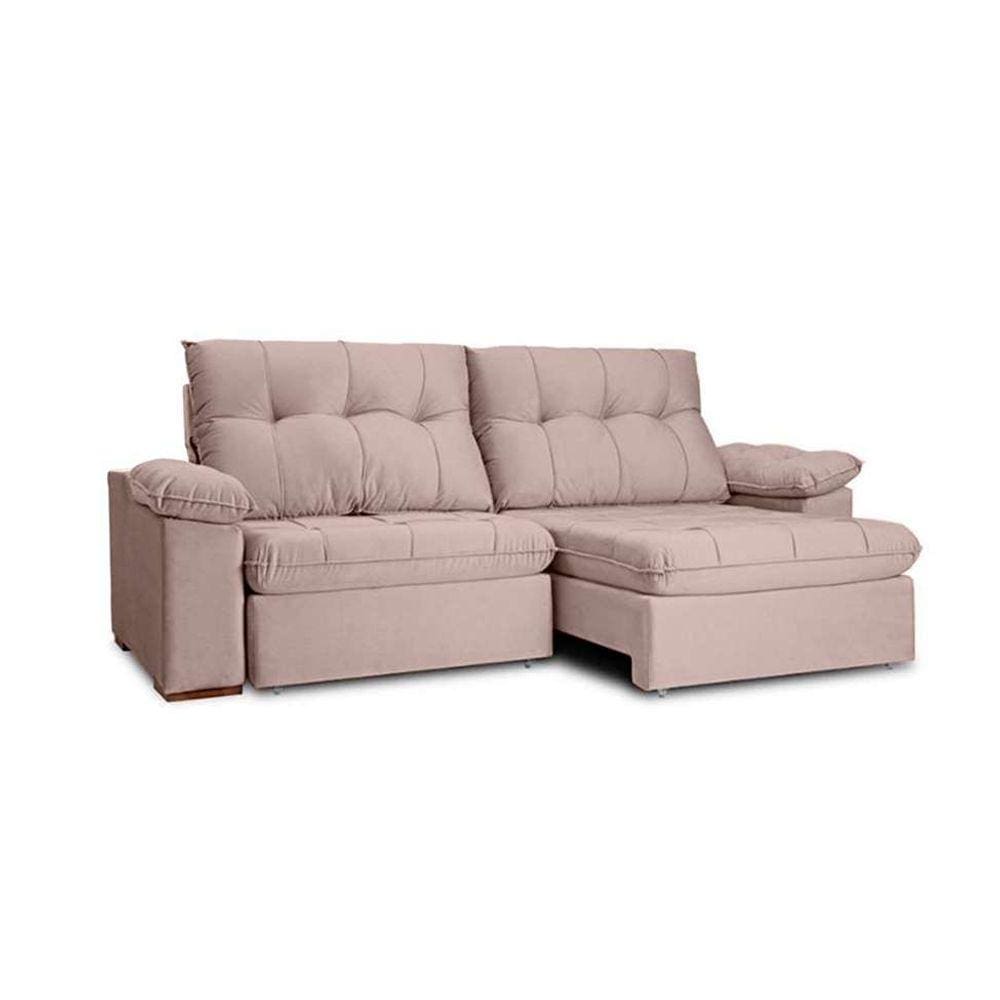 sofá 5 lugares retrátil e reclinável cm usb flexforma triton veludo rose 290 cm