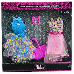 Vestido Para Boneca Barbie Com 2 Vestidos Doll Dress Candide