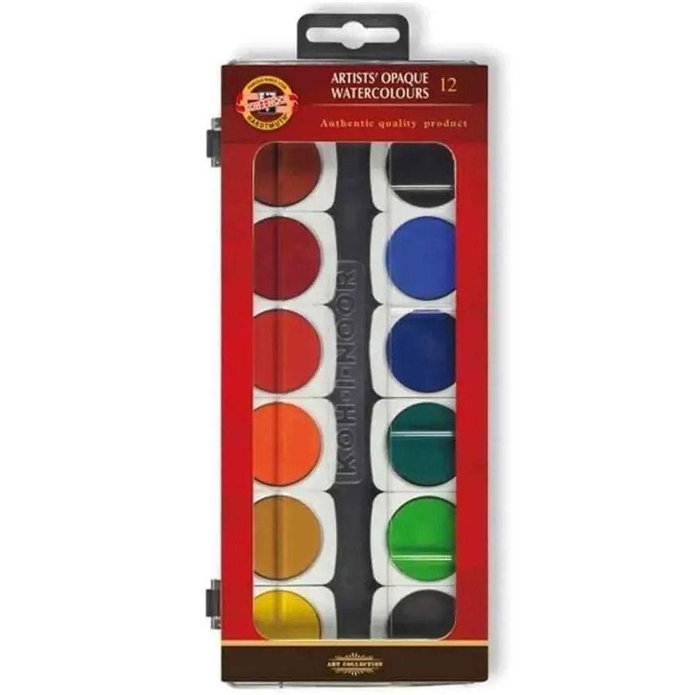 Estojo Aquarela em Pastilhas Transparente com 12 cores Koh-I-Noor 175505