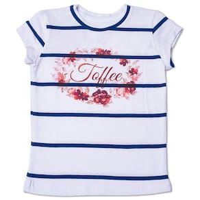 Baby Look Infantil Listrada com Arte Toffee Cor Branca - Nº03