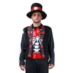 Fantasia Caveira Mexicana Masculino Adulto C/ Paletó +Chapéu