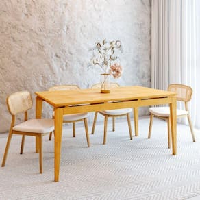 Conjunto Sala de Jantar Mesa 160cm Seiva 4 Cadeiras Liz CabeCasa MadeiraMadeira Mel