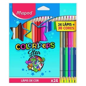 Lápis De Cor Triangular 24 Lápis Com 30 Cores 6 Bicolor