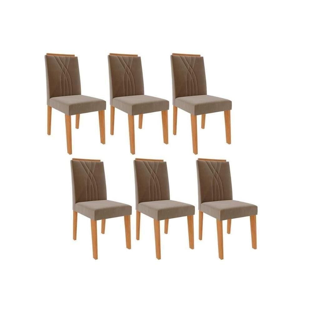 Cadeira Sala De Jantar Nicole Kit 6 Un Nature/suede Joli
