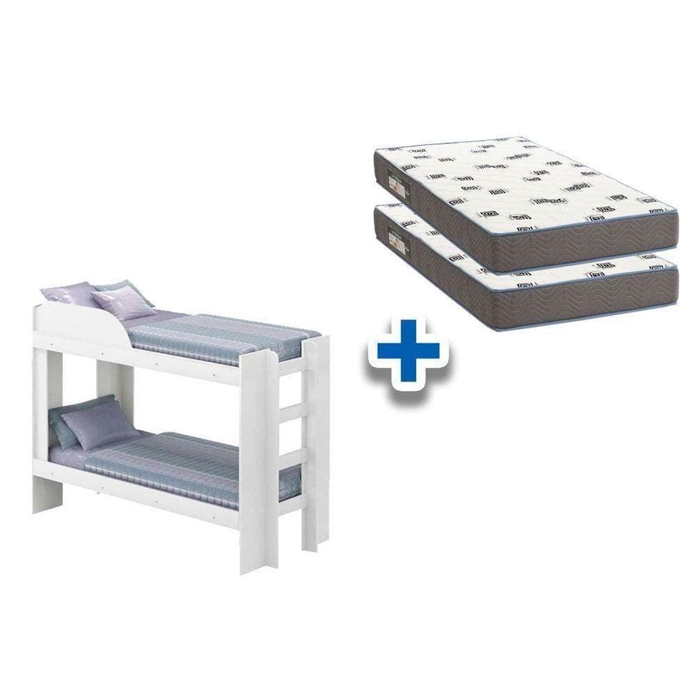Colchão D33 Ortobom (2Un) + Beliche Bia Branco
