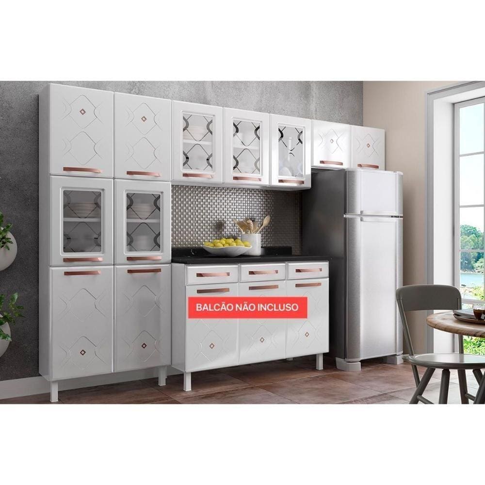 Cozinha Compacta Mirage New 3 Peças (2 Armários + 1 Paneleiro) Cpt113 Branco - Telasul