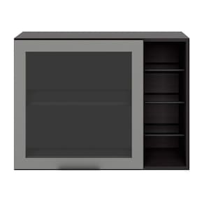 Armário Aéreo 80 cm 1 Porta Vidro Fumê com Adega Etna Poliman