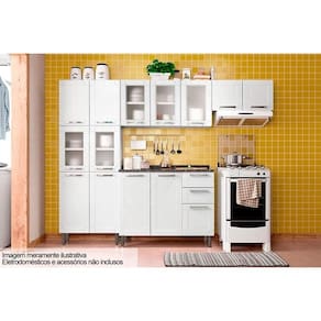 Cozinha Completa Múltipla 4 Peças (2 Armários + 1 Balcão + 1 Paneleiro) C4p75 Branco - Bertolini