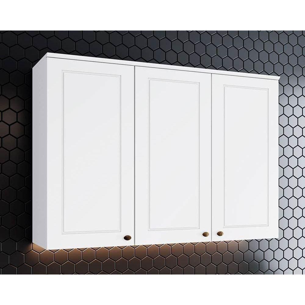 Armário Aéreo P/ Cozinha Americana C/ 3 Portas 120cm Branco - Henn