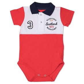 Body Infantil Gola Polo com Recorte Toffee Cor Vermelho - Nº3 a 6 meses