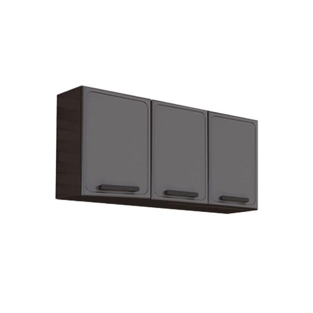 Armário Aéreo Cozinha Modulado Estilo 7008 3 Portas Cinza/grafite - Bertolini