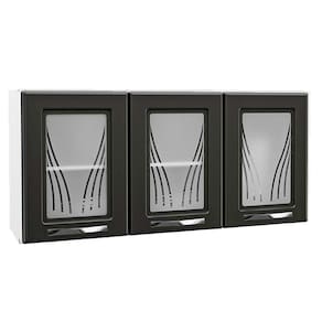 Armário Aéreo Cozinha Modulado Star New C/ 3 Portas C/vidro Branco/preto - Telasul