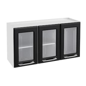 Armário De Cozinha Modulado Topázio 3 Portas C/ Vidro Branco/preto - Telasul