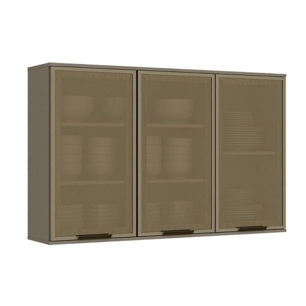 Armário Aéreo Cozinha Modulado Connect 3 Portas De Vidro Duna - Henn