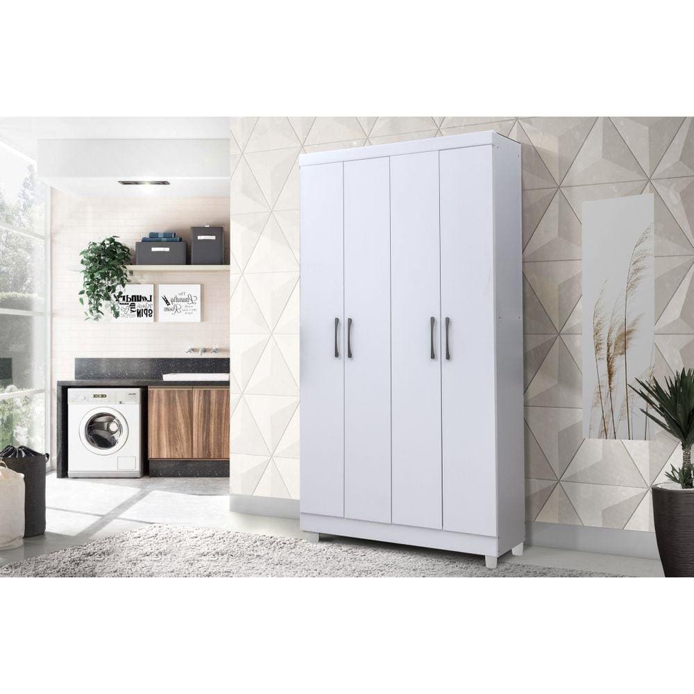 Armário Multiuso 100cm 4 portas Samanta Branco - Rud Rack