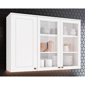 Armário De Cozinha Modulado Americana C/ 3 Portas (2 C/ Vidro) Branco - Henn