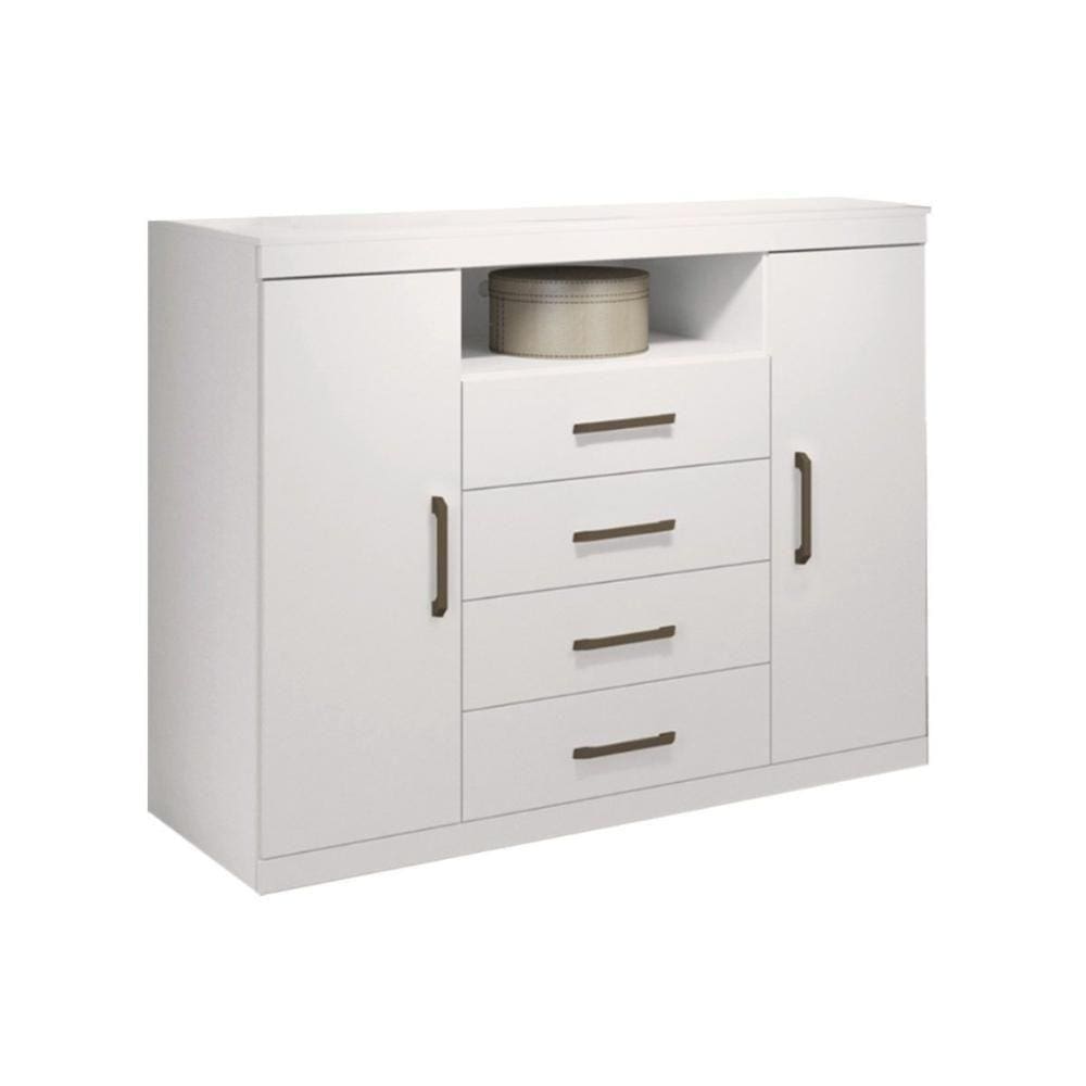 Cômoda De Quarto Master C/ 2 Portas 1 Nicho E 4 Gavetas Branco - Santos Andirá