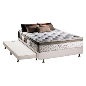 Cama Box C/Auxiliar Casal: Colchão Herval Masterpocket Imperatore Eco Bamboo + Base Branco(138X188)