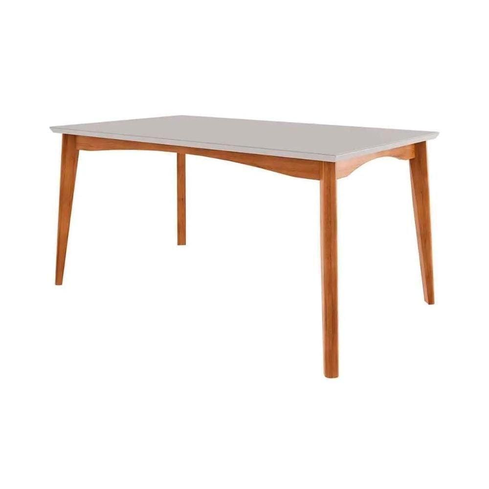 Mesa De Sala Jantar Monalisa 160 Cm C/ Tampo Madeirado C/ Vidro Natural - Nesher