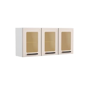 Armário Aéreo P/ Cozinha Origens 7009 3 Portas C/vidro 120cm Branco/areia - Bertolini