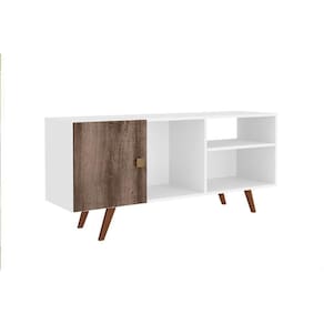 Rack Para Tv Rt3014 Até 47 Polegadas C/ 1 Porta Branco/rustico - Movelbento