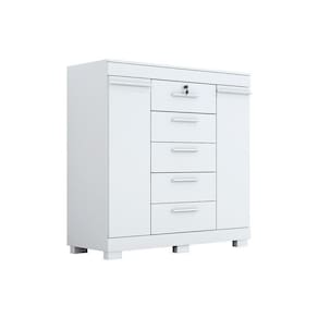 Cômoda De Quarto Diana C/ 2 Portas E 5 Gavetas Branco - Acp