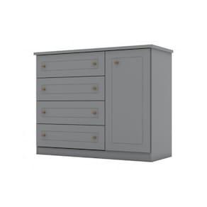 Cômoda De Quarto Americana C/ 1 Porta E 4 Gavetas Cinza - Henn
