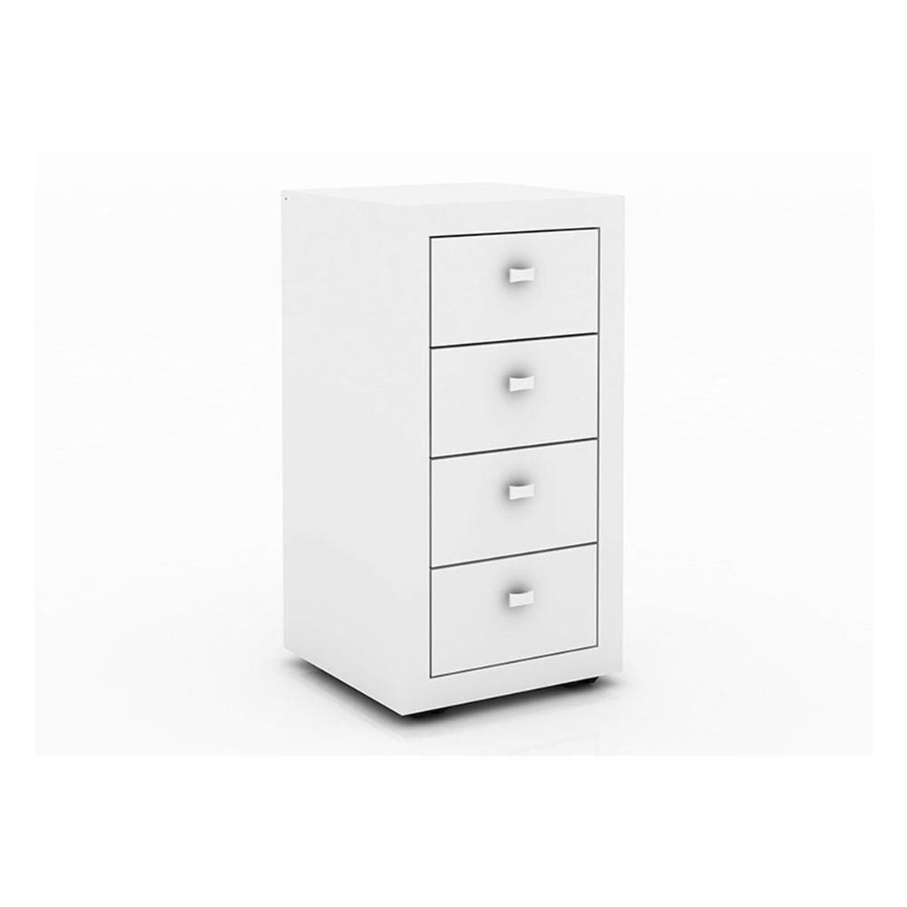 Gaveteiro P/ Escritório Me4133 C/ 4 Gavetas E Rodízios Branco - Tecno Mobili