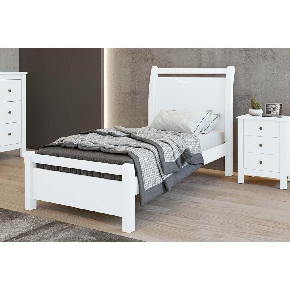 Cama Solteiro Reali Branco - Lopas