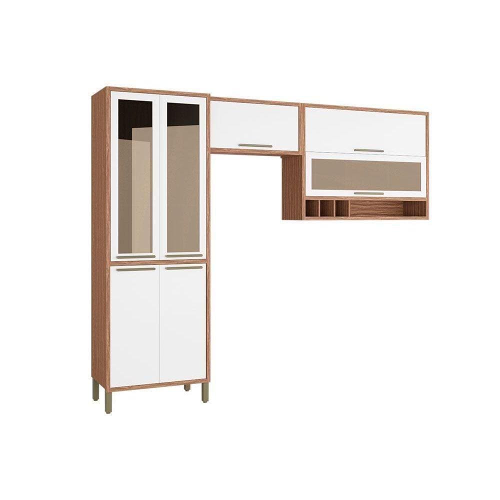 Kit De Cozinha Modulada 3 Peças Syrah (2 Armários + 1 Paneleiro) Cpt01 Sevilha/branco - Ronipa