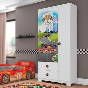 Guarda Roupa Infantil Super Power Cor Branco - Móveis Estrela Baby