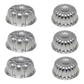 Kit 6 Peças Mini Forma Bolo Pudim Torta Suíça Decorada C1