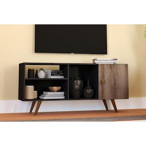 Rack Para Tv Rt3014 Até 47 Polegadas C/ 1 Porta Preto/rustico - Movelbento
