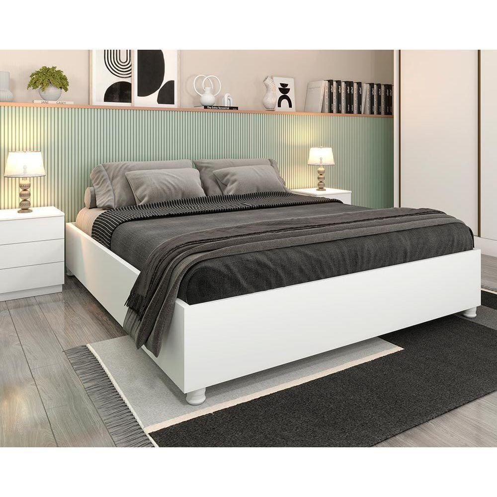Cama De Casal De Mônaco Branco/Neve - Tcil Móveis