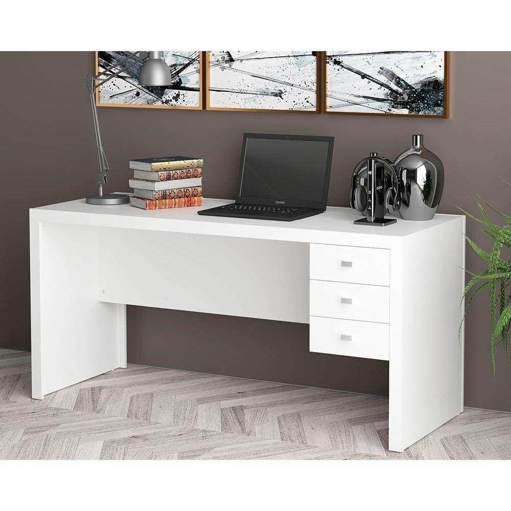 Mesa Escrivaninha Juvenil Me4113 C/ 3 Gavetas Branco - Tecno Mobili