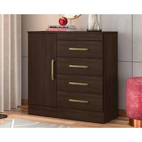 Cômoda Casal Montevideu 1 Porta E 4 Gavetas ébano - Demóbile