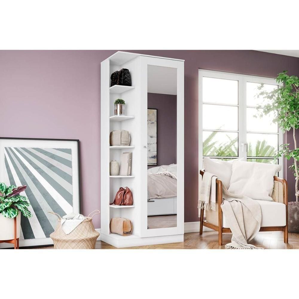 Armário Multiuso Casal Duetto 1 Porta C/espelho Branco - Henn