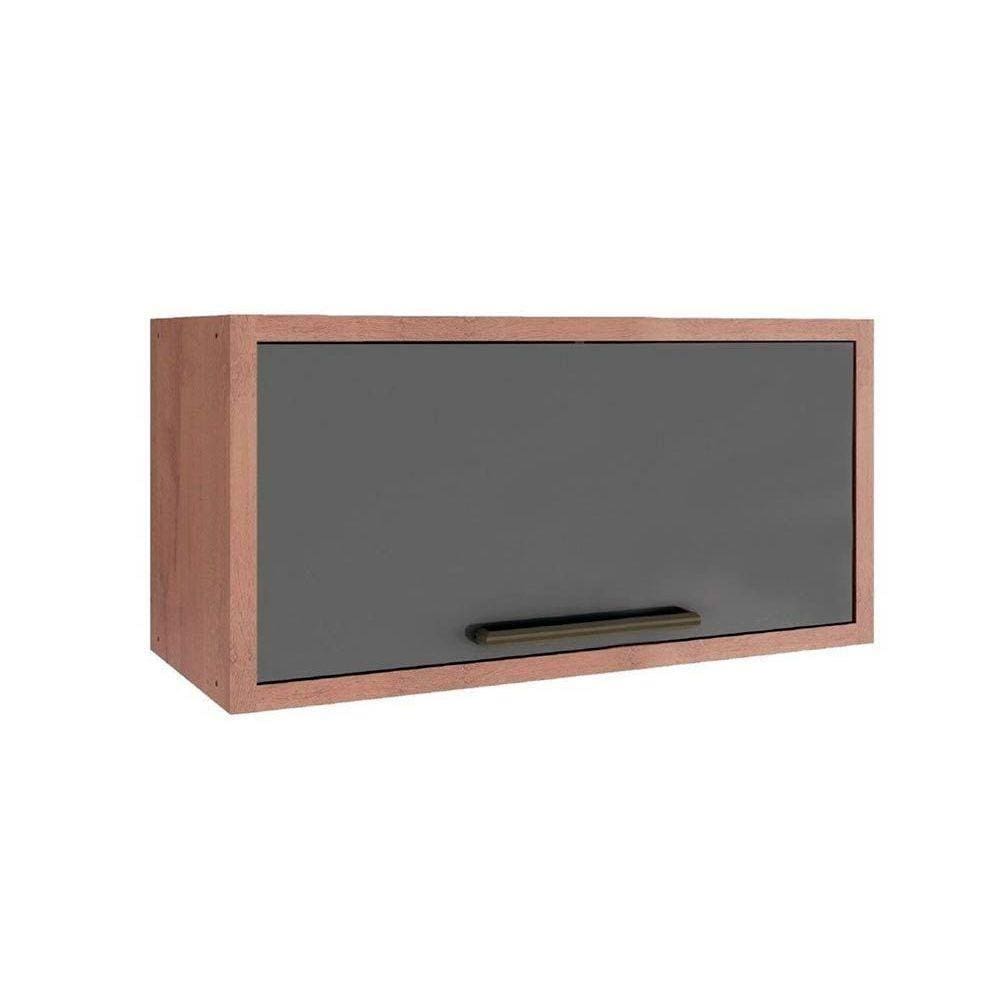 Armário Aéreo Cozinha Modulado Marsala C/ 1 Porta Basculante Castanho/chumbo - Ronipa