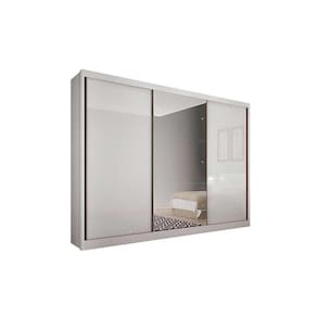 Guarda Roupas 3 Portas De Correr E 8 Gavetas C/Espelho Toulon Plus Branco - Novo Horizonte