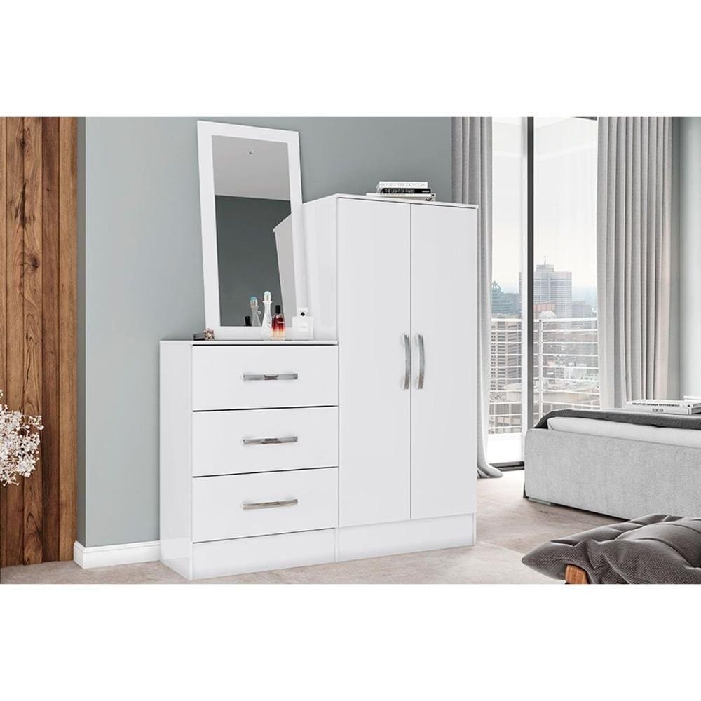 Cômoda Solteiro Briz B700 C/ 2 Portas E 3 Gavetas Branco - Henn