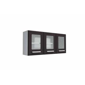 Armário De Cozinha Modulado Gourmet 7009 3 Portas C/ Vidro Branco/preto - Bertolini