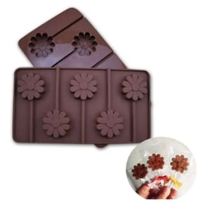 Forma Em Silicone Molde Pirulito Flor Margarida 5 Cavidades